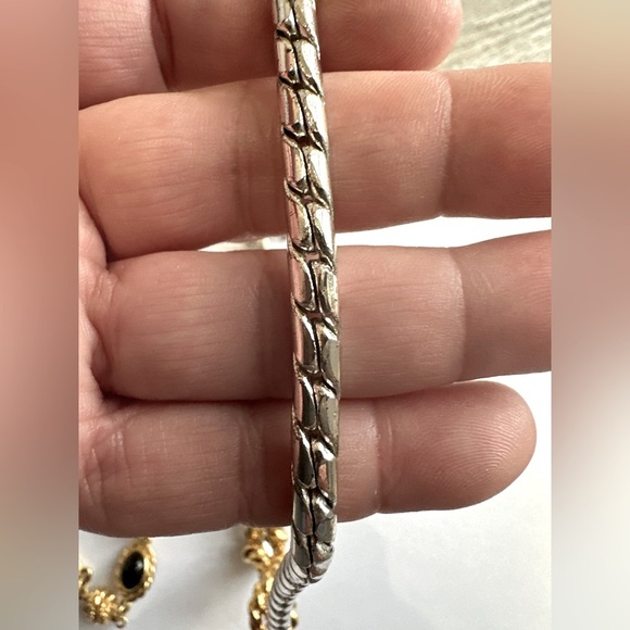 80s Anne Klein Vintage Two Tone Chunky Chain Necklace - Picture 3 of 8